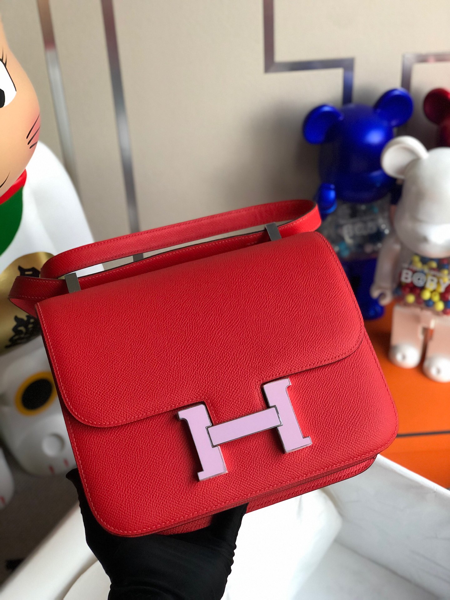 에르메스 콘스탄스24 레드 핑크 버클 앱송